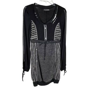 Forla Paris Black Long-Sleeve Knit Dress Tunic Sz. M